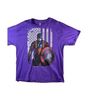 Oklahoma City Thunder Captain America T Shirt Hanes Purple Graphic Tee